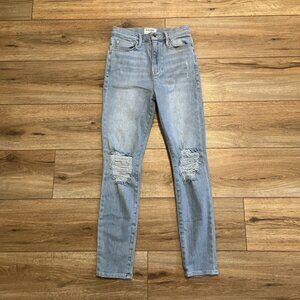 Women's Frame Jeans SZ 27 Blue Ali High Rise Cigarette Distressed Denim